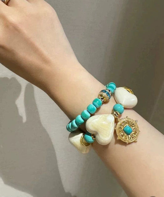 Bracelet à breloques moderne en alliage de cuivre multicolore avec bouchon de lait et fromage - Wavlynn