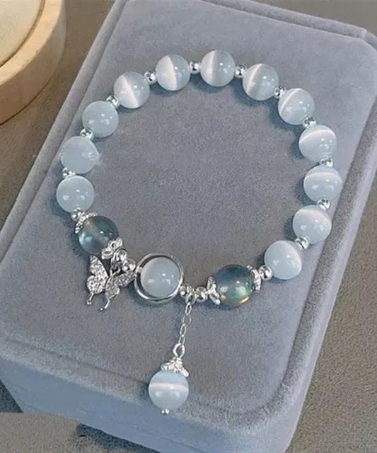 Bracelet à breloques moderne en alliage de soie et zircon, papillon, œil de chat - Wavlynn