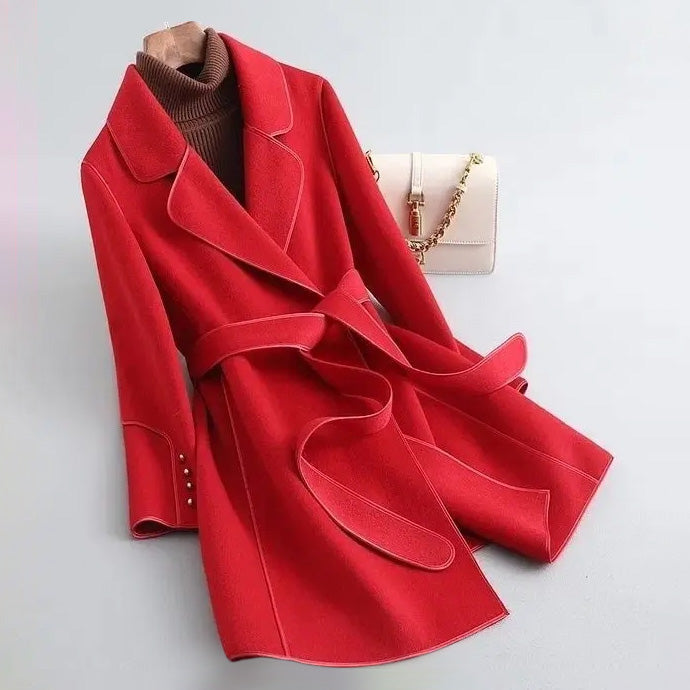 Wavlynn slim fit women's mid-length wool blend winter coat with sleek clean lines cozy chic outerwear