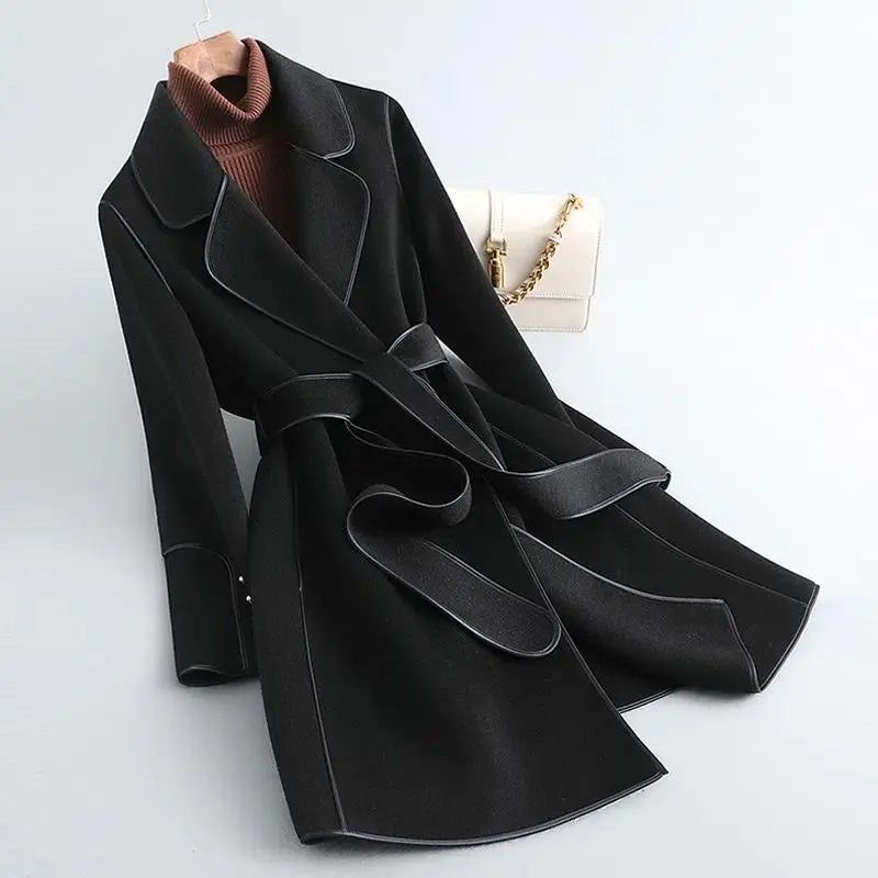 Wavlynn slim fit women's mid-length wool blend winter coat with sleek clean lines cozy chic outerwear