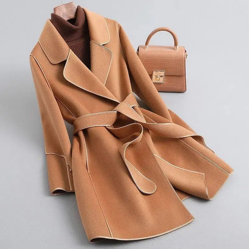 Wavlynn slim fit women's mid-length wool blend winter coat with sleek clean lines cozy chic outerwear