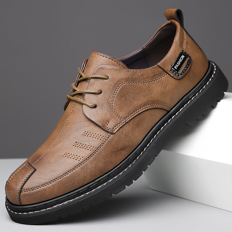 Morby vegan leather dress shoes brown classic lace-up with precision stitching for modern professionals