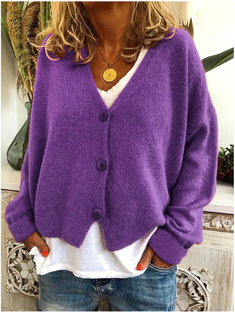 Shannon knit cardigan in neutral tone, lightweight relaxed fit with soft draped silhouette
