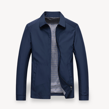 Men's lightweight beige jacket shirt collar tailored fit zipper closure breathable everyday layer
