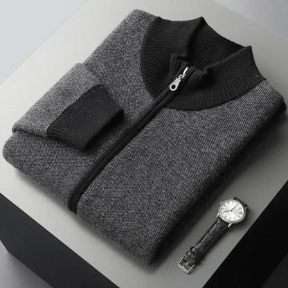 Nash unisex camel cashmere-wool full-zip sweater with refined knit texture and soft hand feel