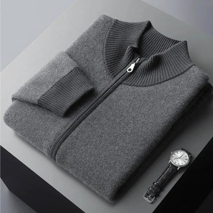 Nash unisex camel cashmere-wool full-zip sweater with refined knit texture and relaxed everyday fit