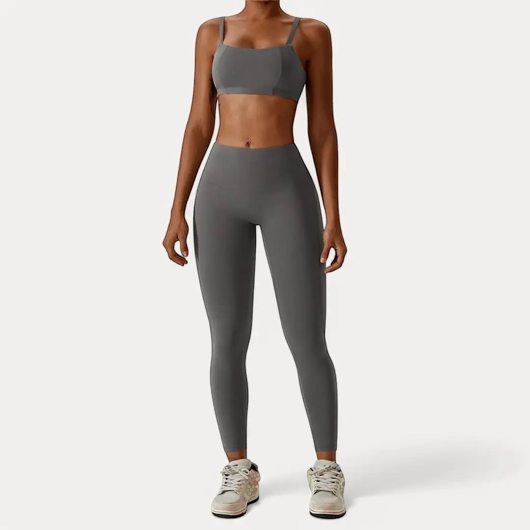 Black high-waisted ultra fit leggings with butt-lift design and seamless contouring for women