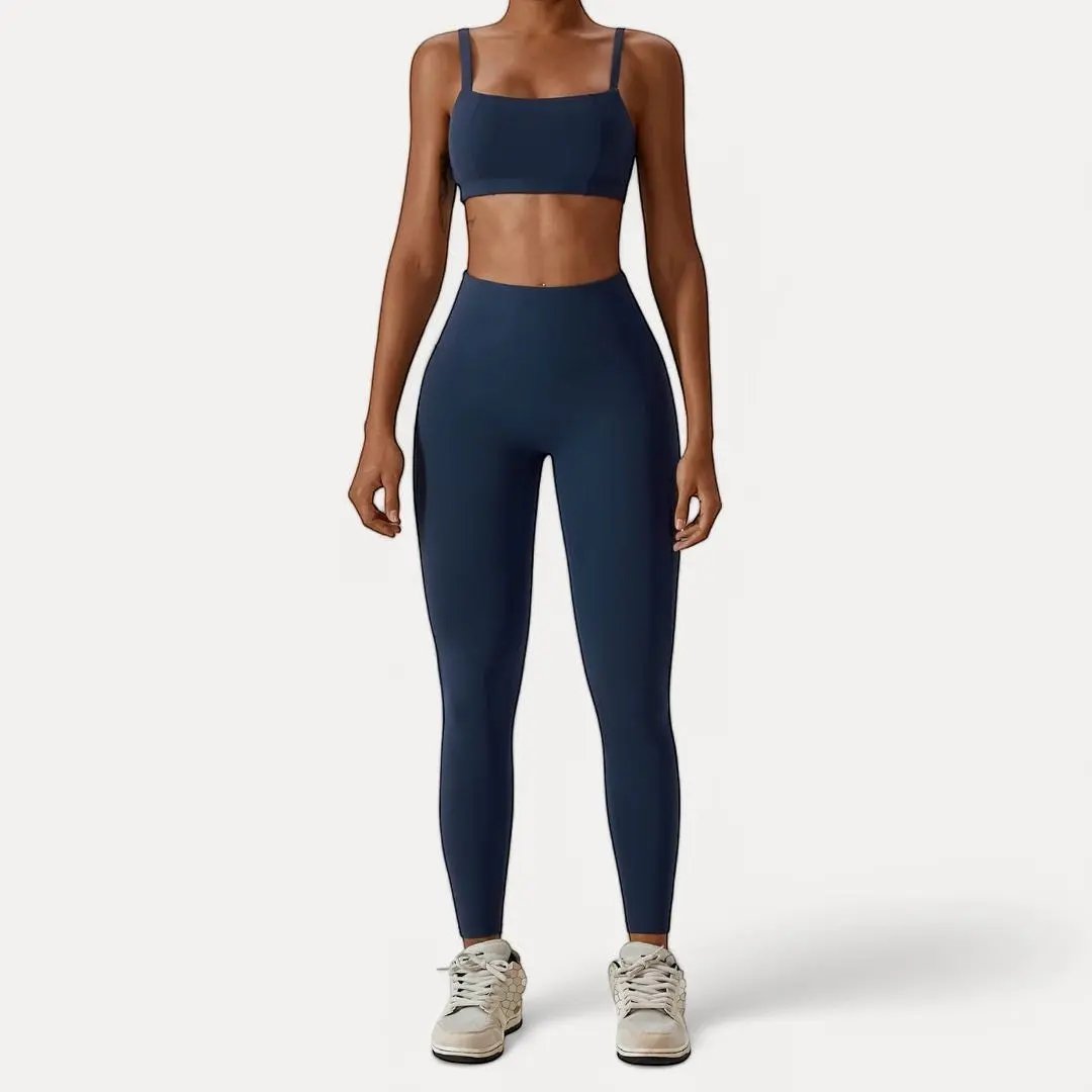 Black high-waisted ultra fit leggings with butt-lift design and seamless contouring for women