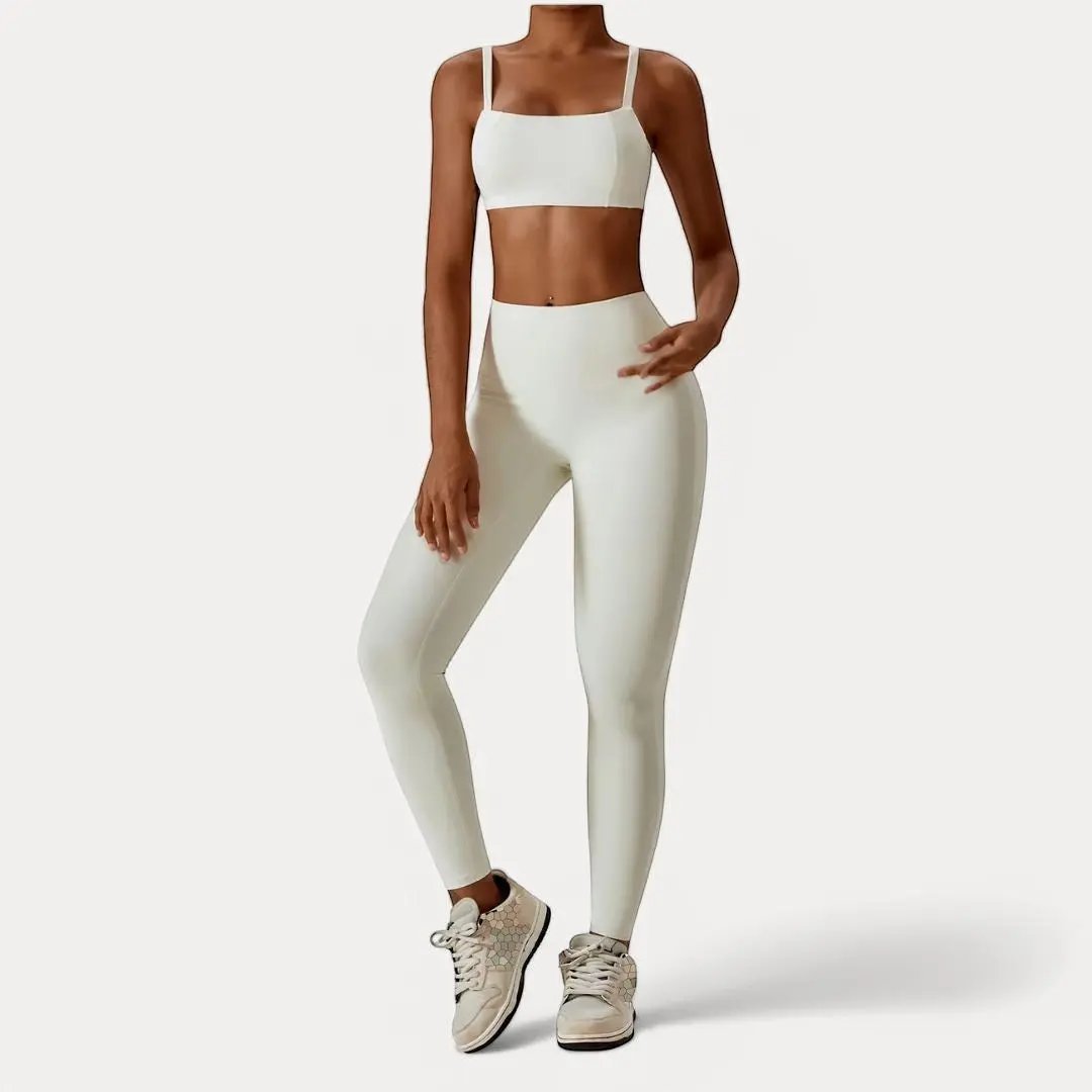 Black high-waisted ultra fit leggings with butt-lift design and seamless contouring for women