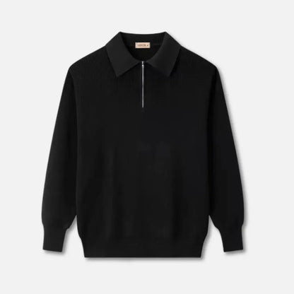 Nathaniel ribbed knit sweater with classic point collar, versatile smart-casual style for everyday wear