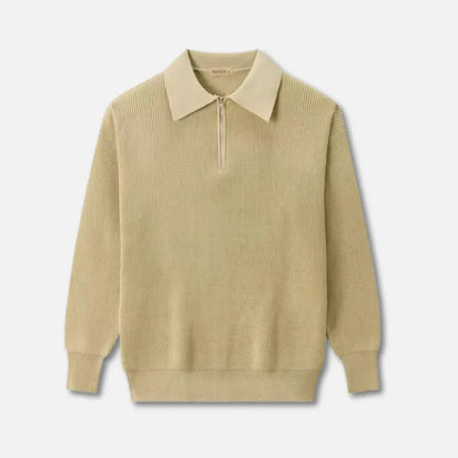 Nathaniel ribbed knit sweater with classic point collar, versatile smart-casual style for everyday wear
