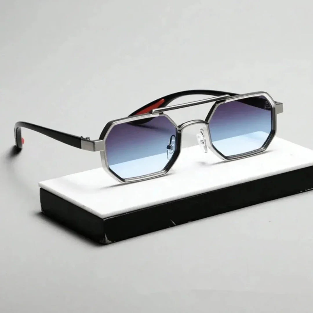 Unisex retro octagonal sunglasses with bold geometric frame, futuristic UV400 shades for daily wear