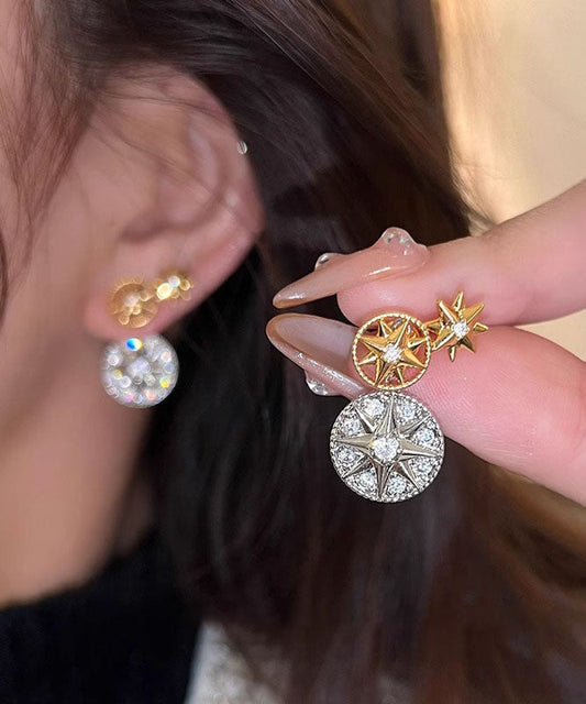 Nouvelles boucles d'oreilles à tige en forme d'étoile à huit branches en cuivre colorblock - Wavlynn