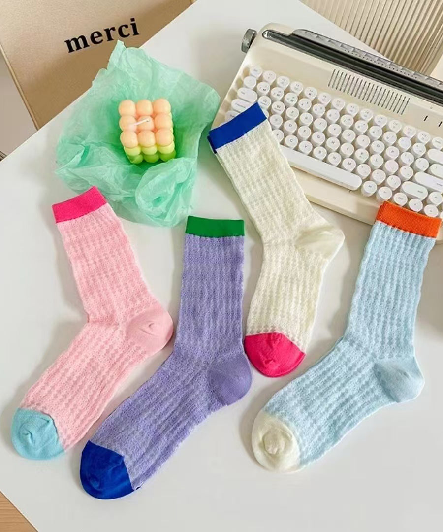 Nouvelles chaussettes mi-mollet respirantes ajourées en maille - Wavlynn