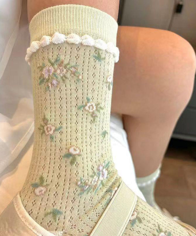 Nouvelles chaussettes mi-mollet en maille de coton jacquard pour l'été - Wavlynn