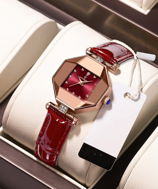 Nouvelles montres en cuir rouge, étanches, mouvement à quartz, verre t ...