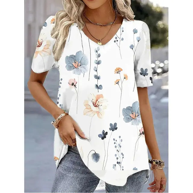 Women's black and white striped V-neck relaxed fit t-shirt with elongating neckline by Jordan