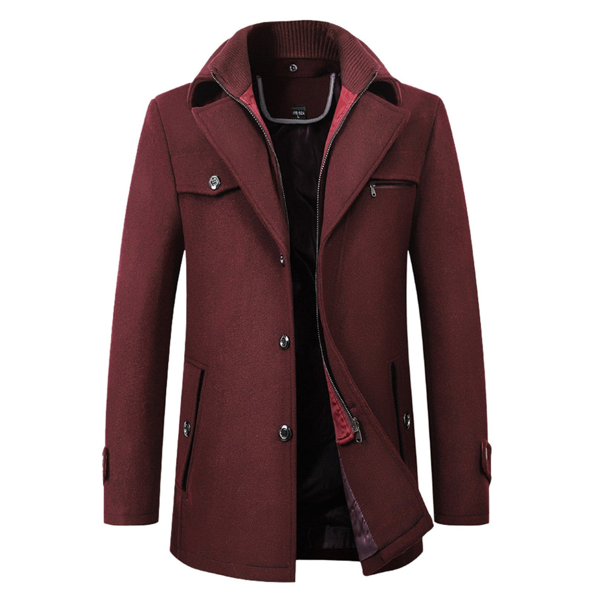 Beaumont elegant double-collar wool coat tailored structured silhouette in classic neutral tone