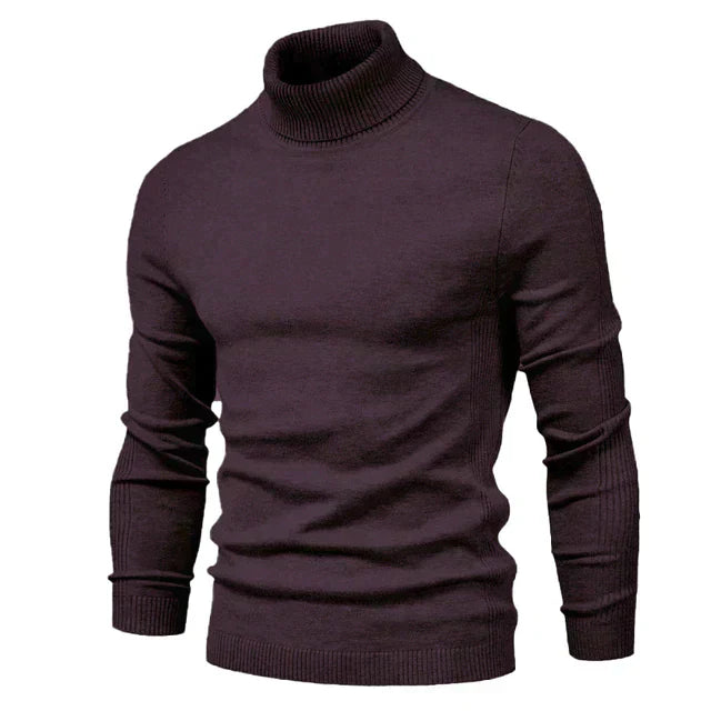 Men's warm knitted turtleneck pullover sweater, cozy high-neck silhouette by Wavlynn