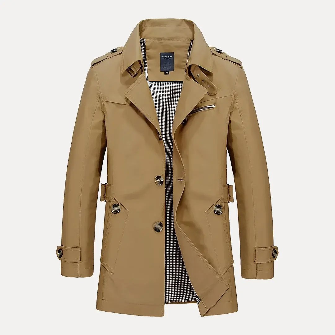Noah flip collar trench coat relaxed fit lightweight modern essential for spring