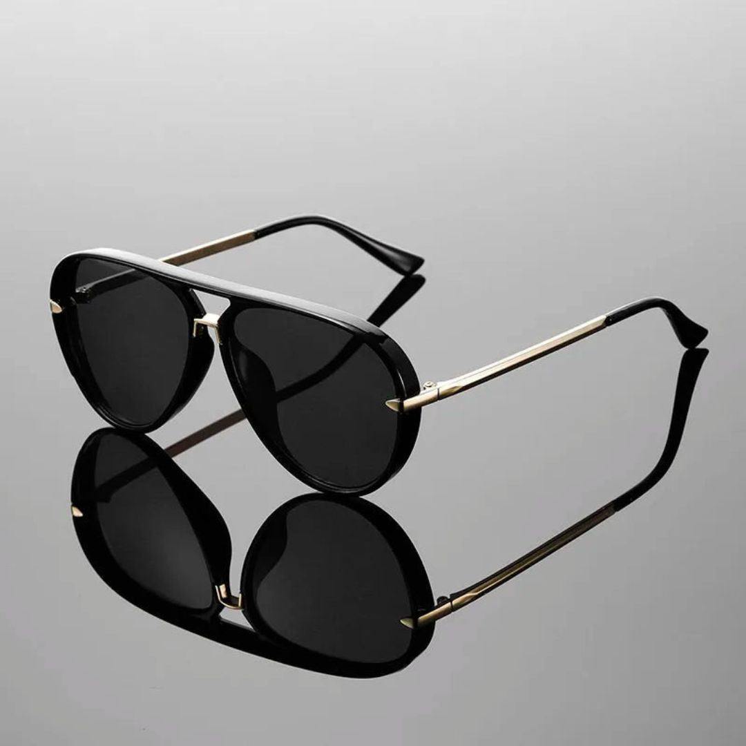 Noreen aviator sunglasses polished acetate frame gold-tone temples gradient UV400 lenses