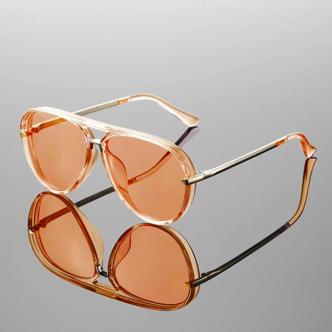 Noreen aviator sunglasses polished acetate frame gold-tone temples gradient UV400 lenses
