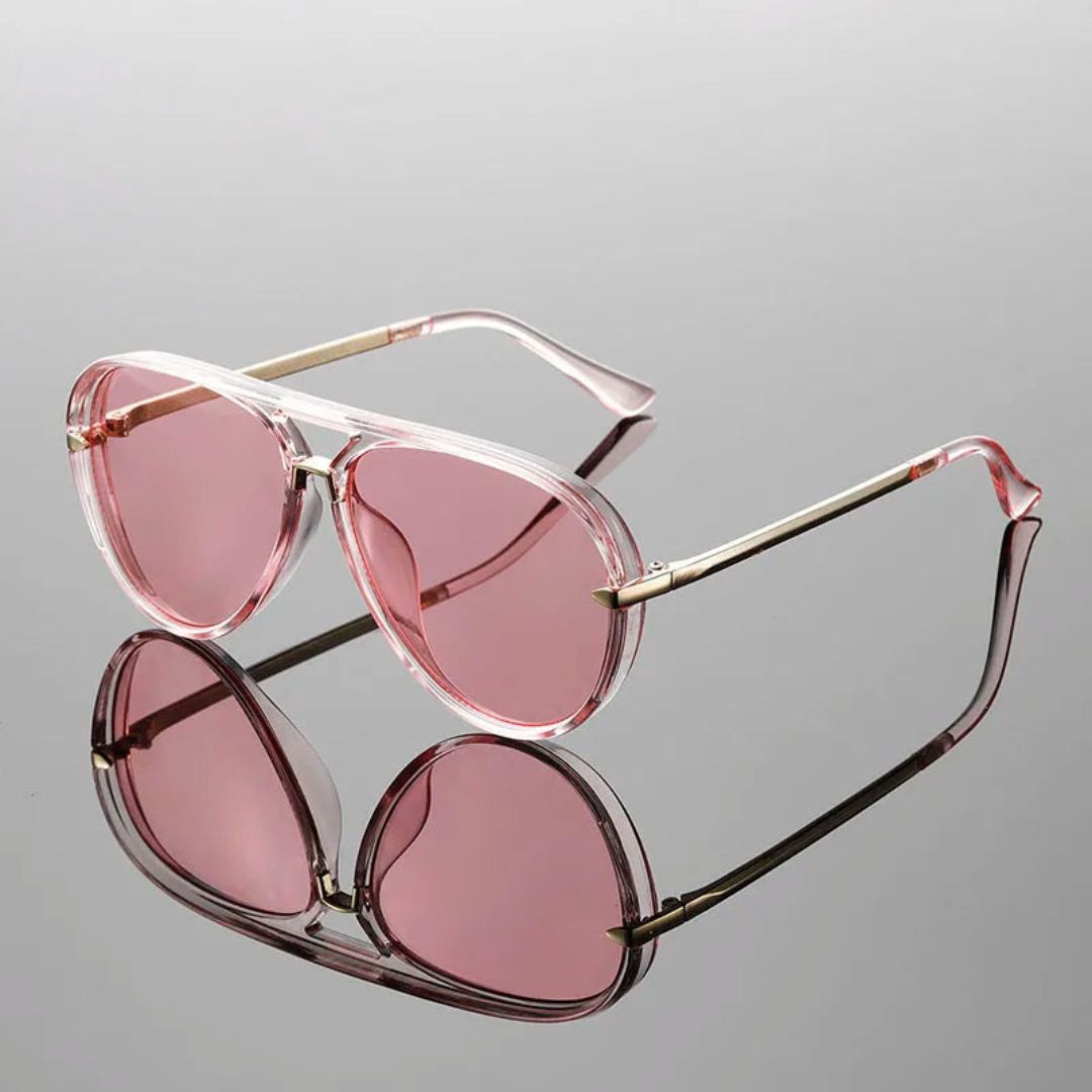 Noreen aviator sunglasses polished acetate frame gold-tone temples gradient UV400 lenses lightweight