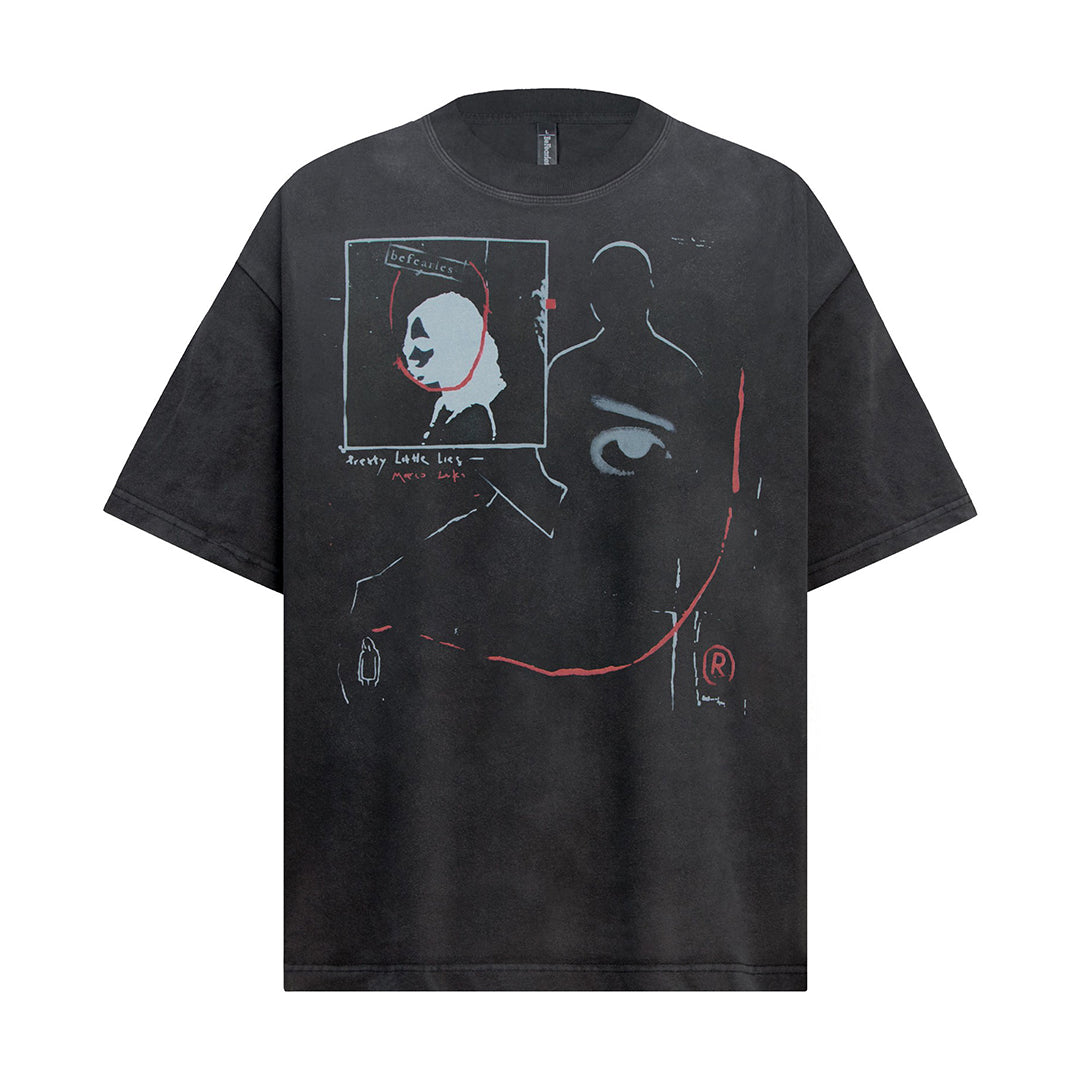 Be Fearless graphic tee, garment-dyed crew neck in soft-washed cotton with bold statement print