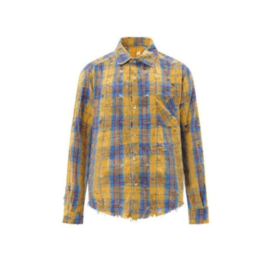 Ripped Frayed Plaid Shirt – Wavlynn