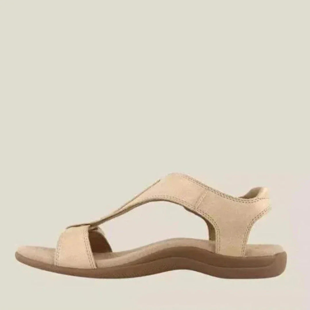 Women's beige comfort comfort support sandals with ergonomic footbed and contemporary casual style