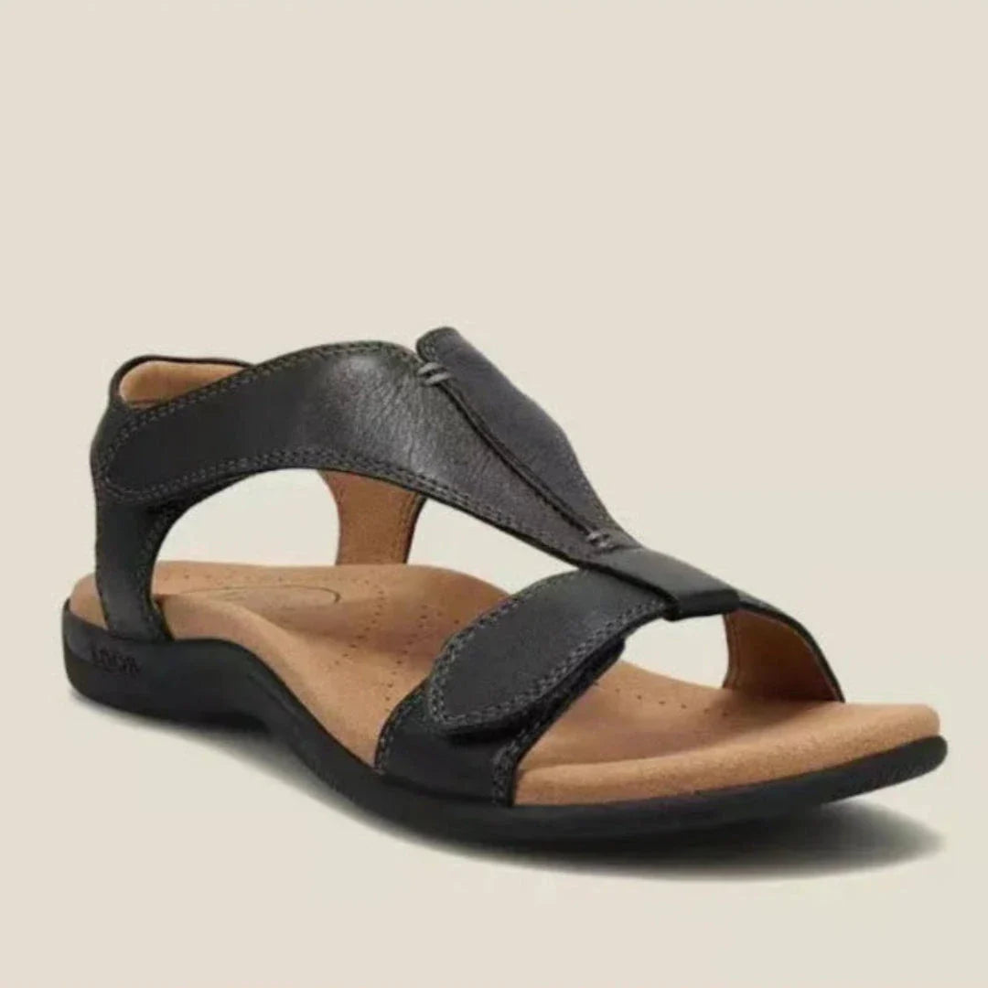 Women's beige comfort comfort support sandals with ergonomic footbed and casual contemporary style