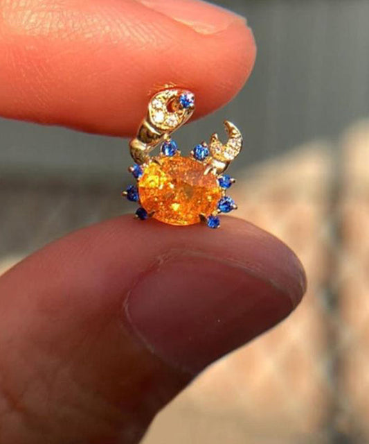 Boucles d'oreilles à tige en forme de crabe en alliage de zircon bleu fantaisie - Wavlynn
