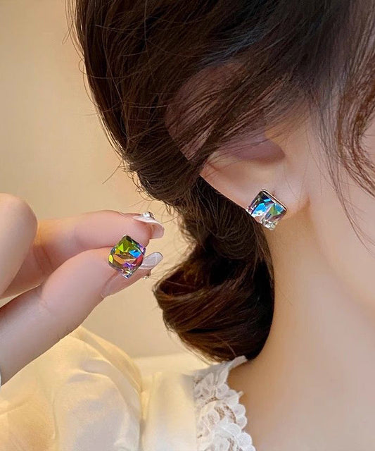 Boucles d'oreilles fantaisie en alliage de cuivre doré et cristal - Wavlynn