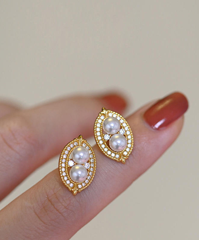 Boucles d'oreilles fantaisie en forme de goutte d'eau avec perles de zircon et cuivre doré - Wavlynn