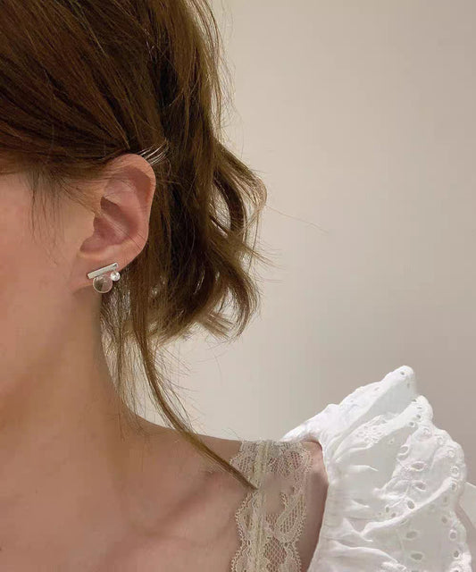 Boucles d'oreilles à tige fantaisie en alliage d'argent sterling et boule de cristal - Wavlynn
