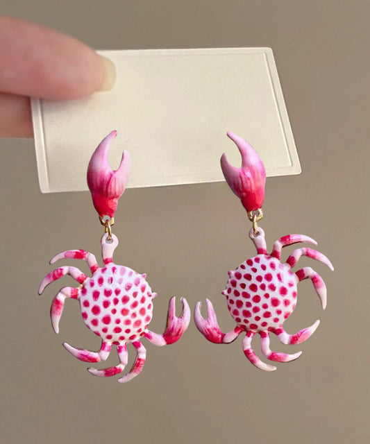 Boucles d'oreilles pendantes fantaisie en forme de crabe avec surdorure en cuivre rose - Wavlynn