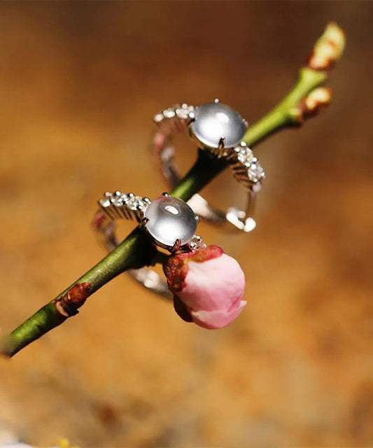 Boucles d'oreilles créoles fantaisie en argent sterling avec pierre œil de chat incrustée de soie - Wavlynn
