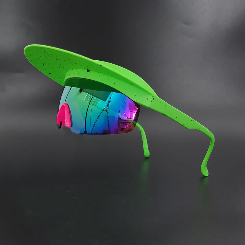 Nytron Shield cycling sunglasses with UV400 protection, wraparound shield lens, vibrant colorway