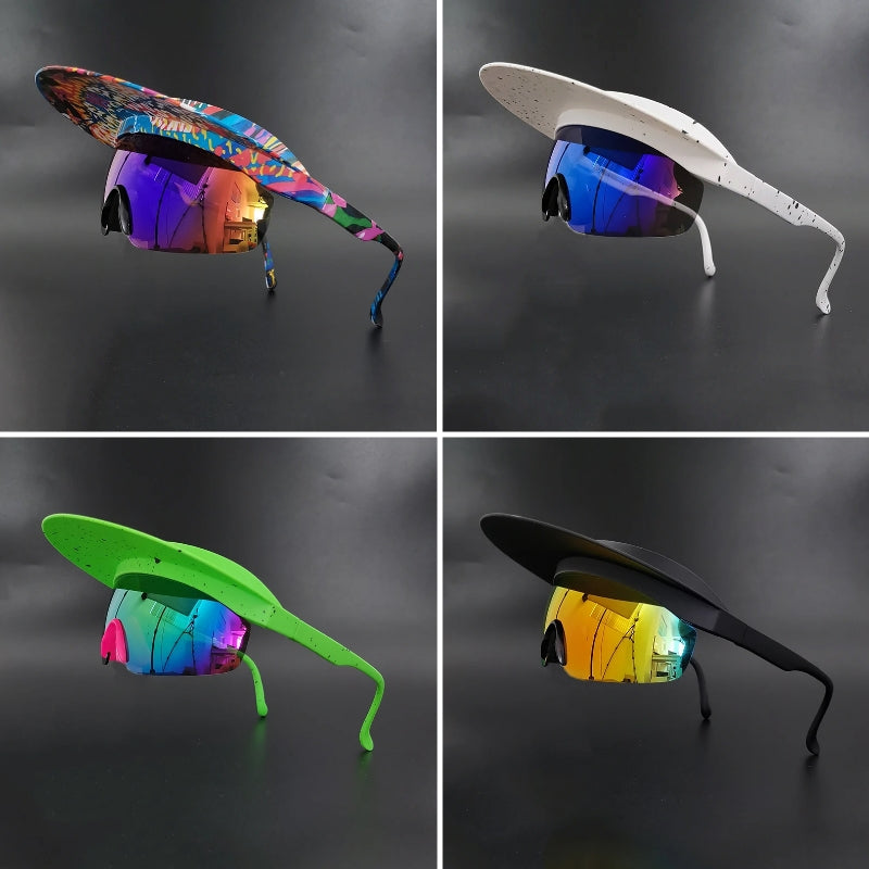 Nytron Shield cycling sunglasses with UV400 protection, wraparound frame, vibrant sport style