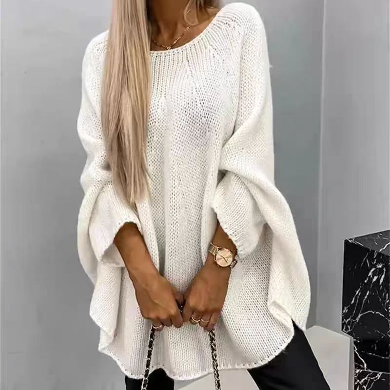 Women's loose knit oversized winter sweater cozy casual fit with relaxed silhouette for effortless style