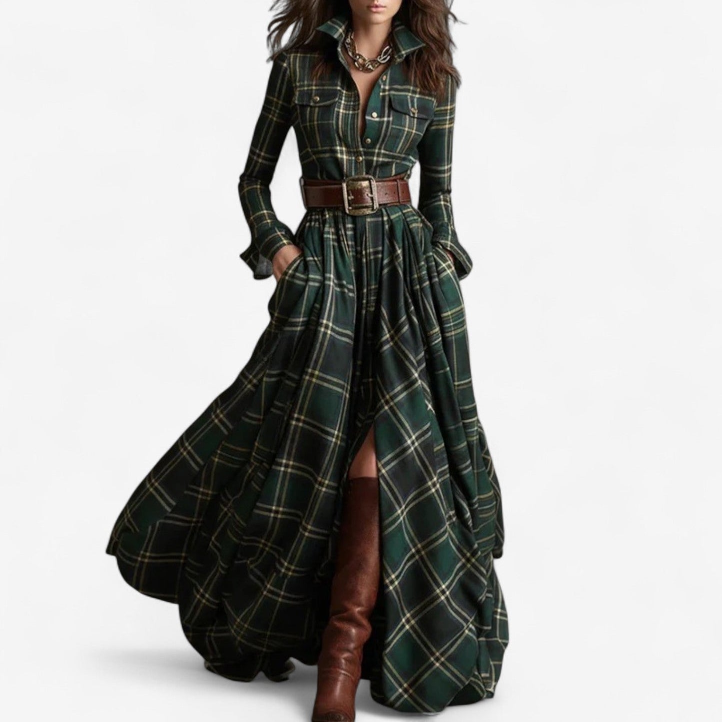 Floral maxi dress elegant flowing silhouette with flattering drape, timeless women's fashion style