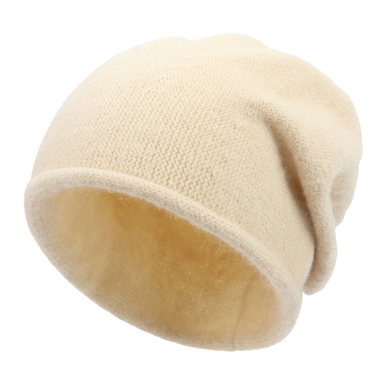 Slouchy relaxed fit casual beanie in neutral tone, cloud-soft knit with effortless everyday style