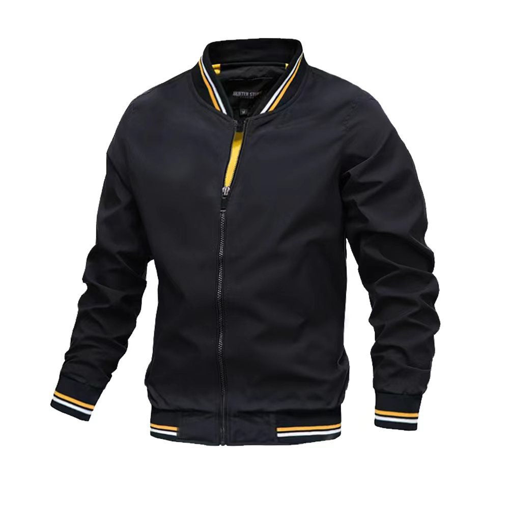 Men's slim fit bomber jacket stand collar zip front lightweight casual outerwear versatile style