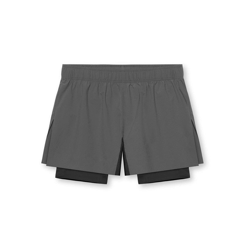 Men's double-layer supportive training shorts lightweight breathable performance fit for runners