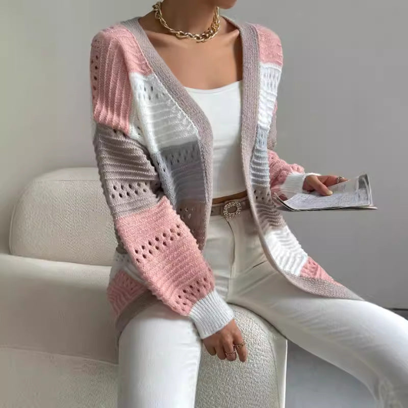 Women's oversized open-front structured knit cardigan relaxed silhouette for everyday layering