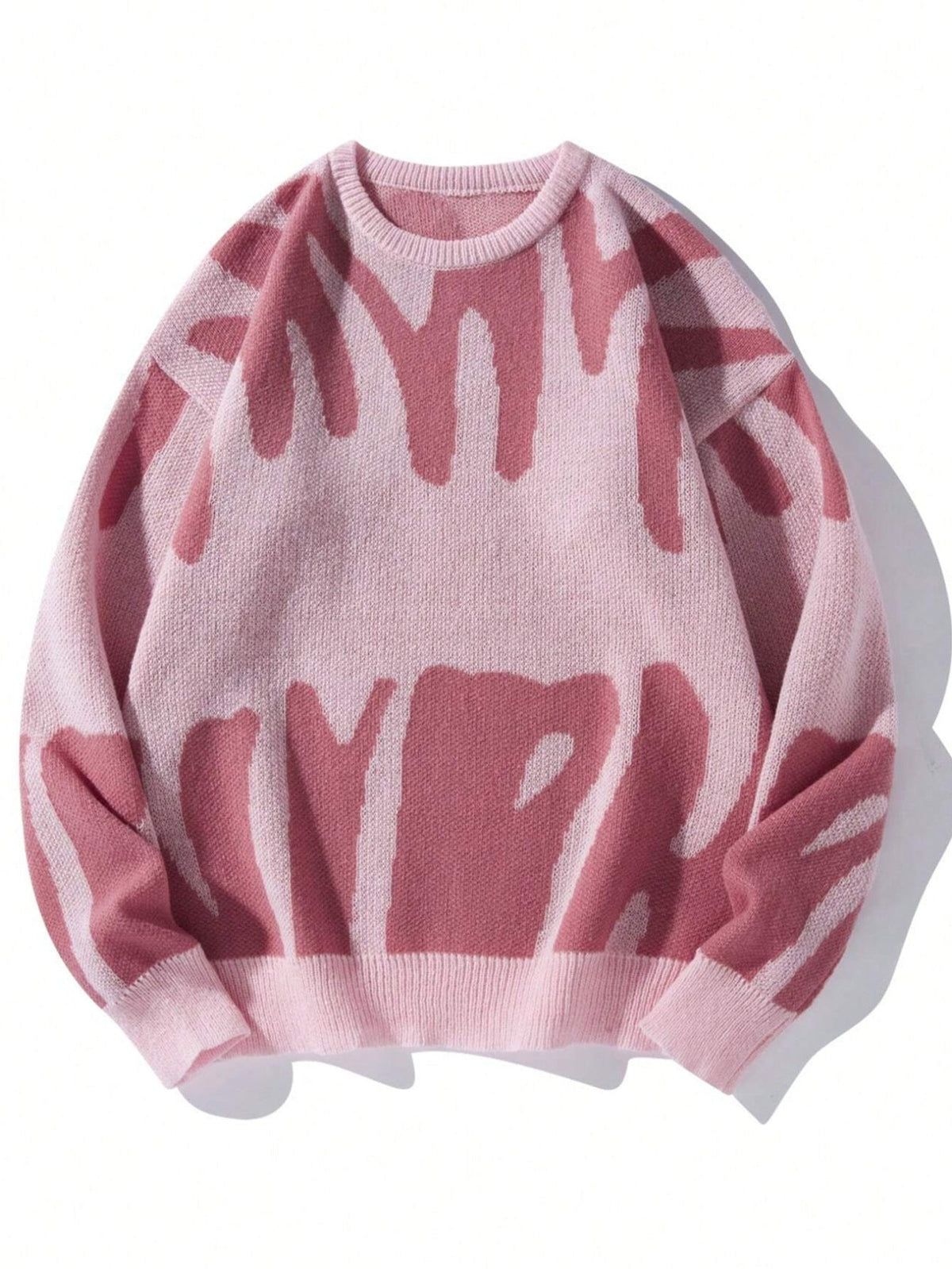 Women's wool blend relaxed fit jacquard knit sweater with round neck, cozy Nordic-inspired warm style