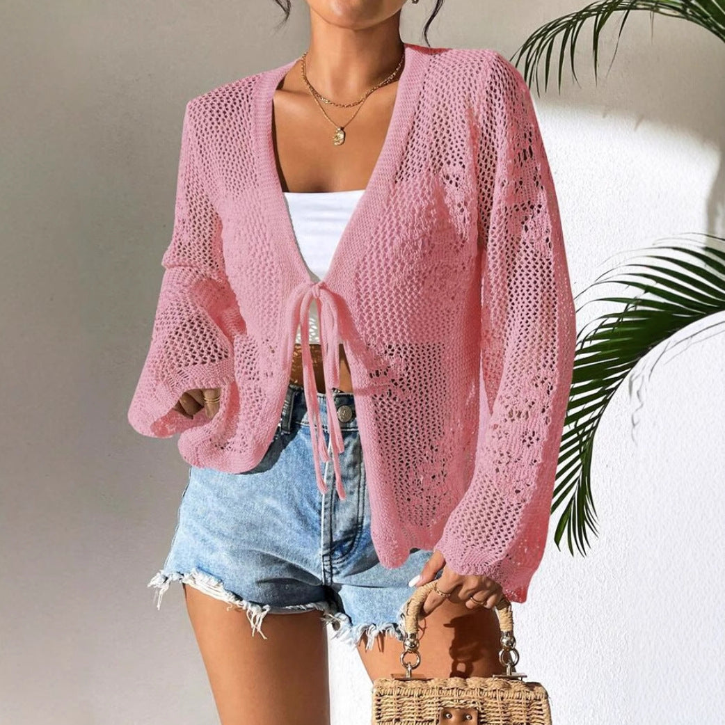 Women's lightweight open-front knit cardigan loose fit breathable cotton blend for everyday casual style