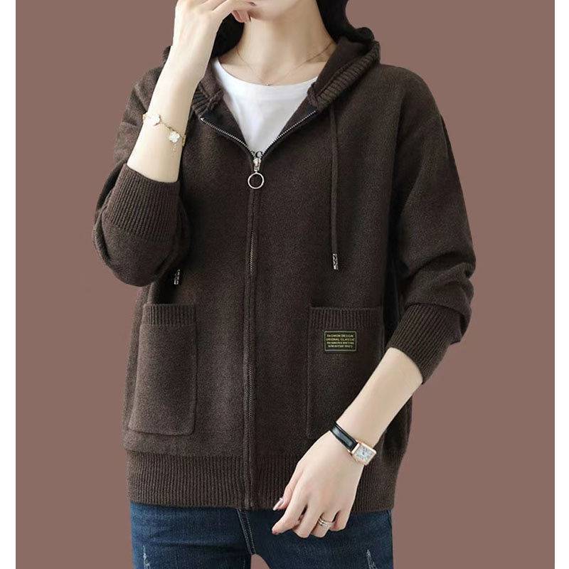 Aria wool zip-up hoodie with ribbed cuffs, drawstring hood, and front pockets for cozy chilly-day style