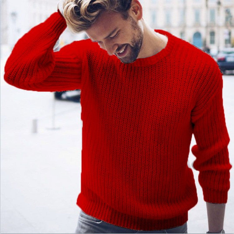 Men's cotton blend relaxed fit crew neck sweater with ribbed hem and cuffs everyday casual style