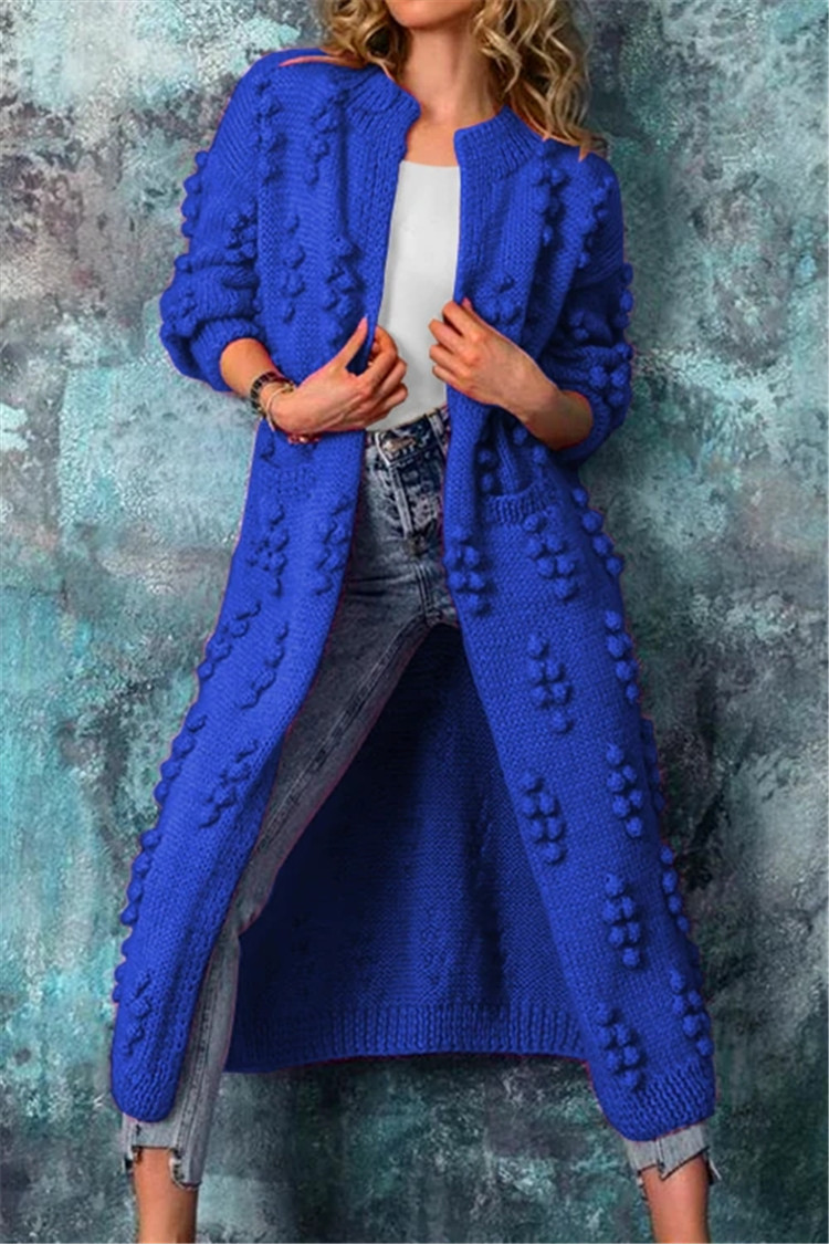 Women's long open-front textured knit cardigan by Wavlynn in elegant neutral everyday style